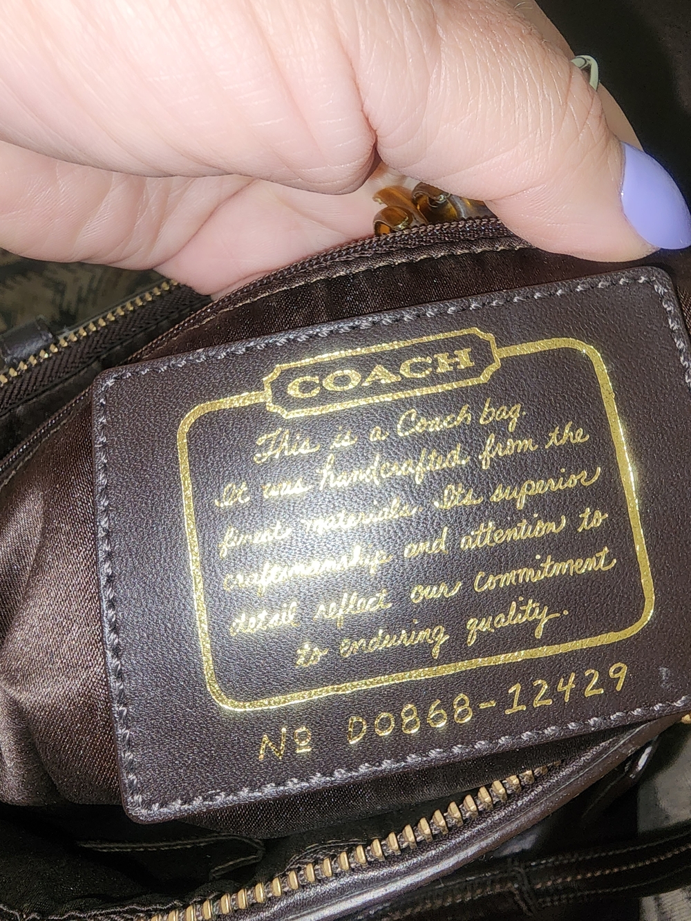 Coach Signature Canvas and Dark Brown Leather Tote - Picture 3 of 4